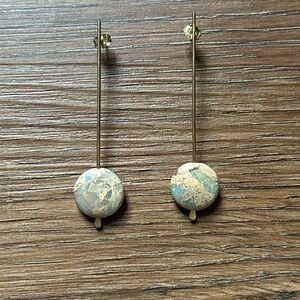Stone Marble Straight Drop Earrings